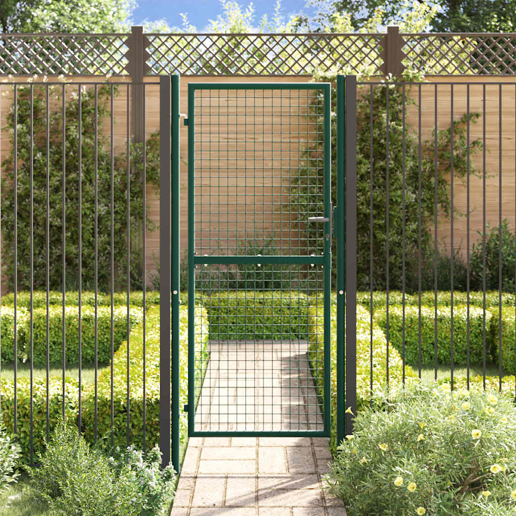 Fence Gate Steel 100x200 cm Green