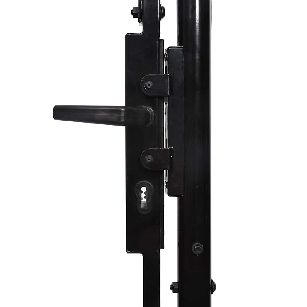 Fence Gate BOXTEL Single Door with Arched Top Steel 1x1.75 m Black