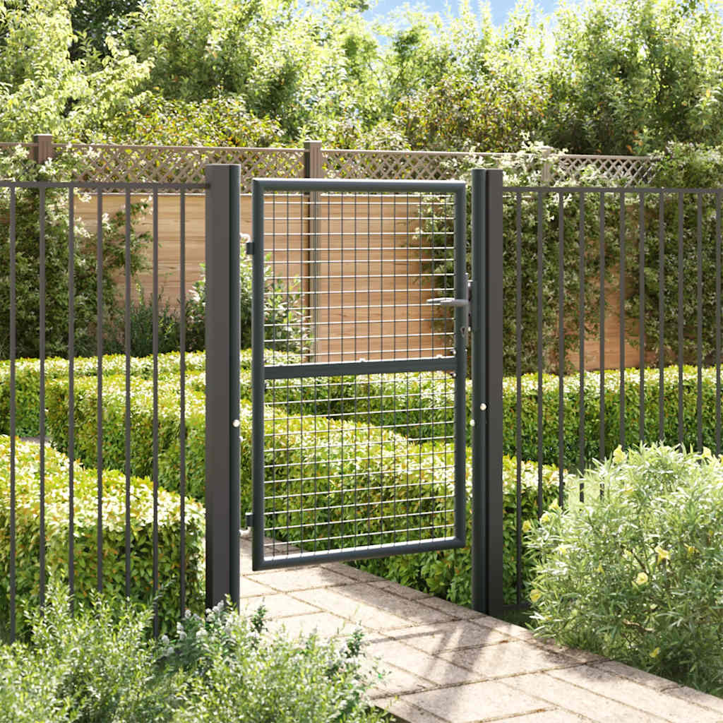 Mesh Garden Gate Galvanised Steel 100x125 cm Grey