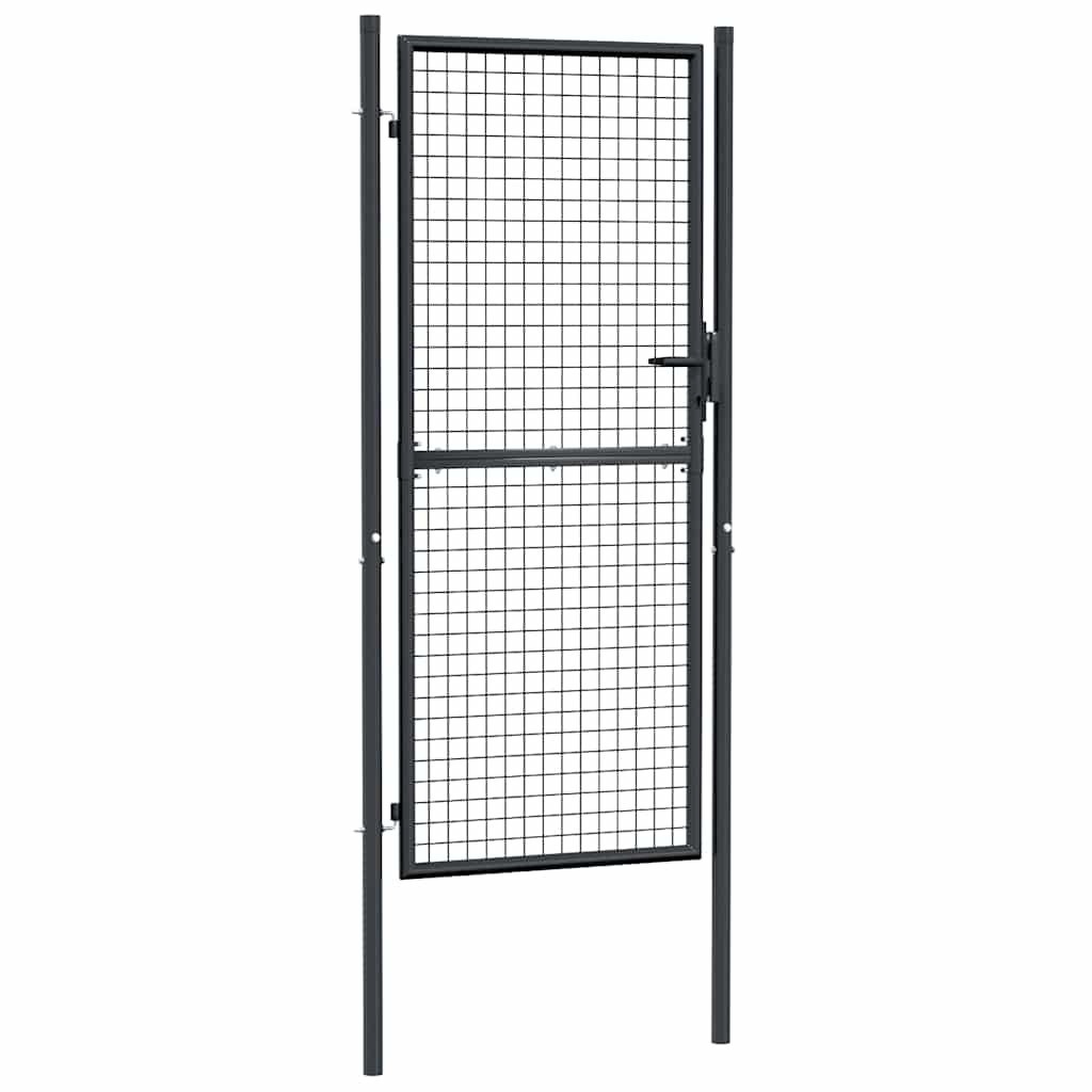 Mesh Garden Gate Galvanised Steel 100x200 cm Grey