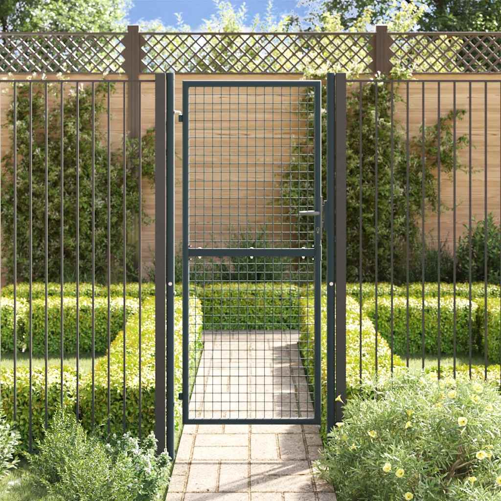 Mesh Garden Gate Galvanised Steel 100x200 cm Grey
