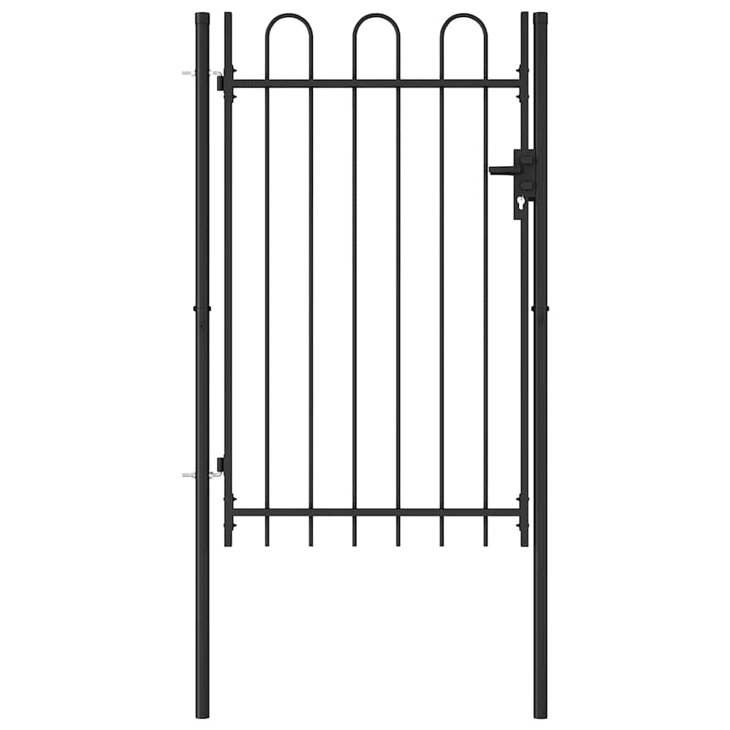 Fence Gate BOXTEL Single Door with Arched Top Steel 1x1.5 m Black