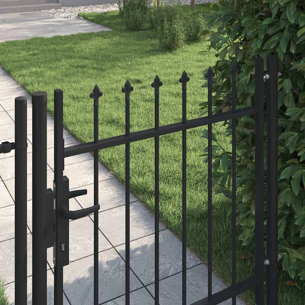 Fence Gate Boxtel Single Door with Spike Top Steel 1x1 m Black