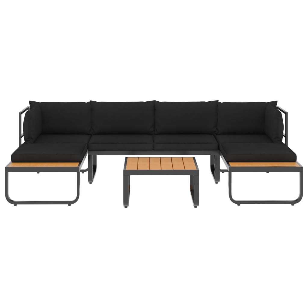 4 Piece Garden Corner Sofa Set with Cushions Aluminium and WPC
