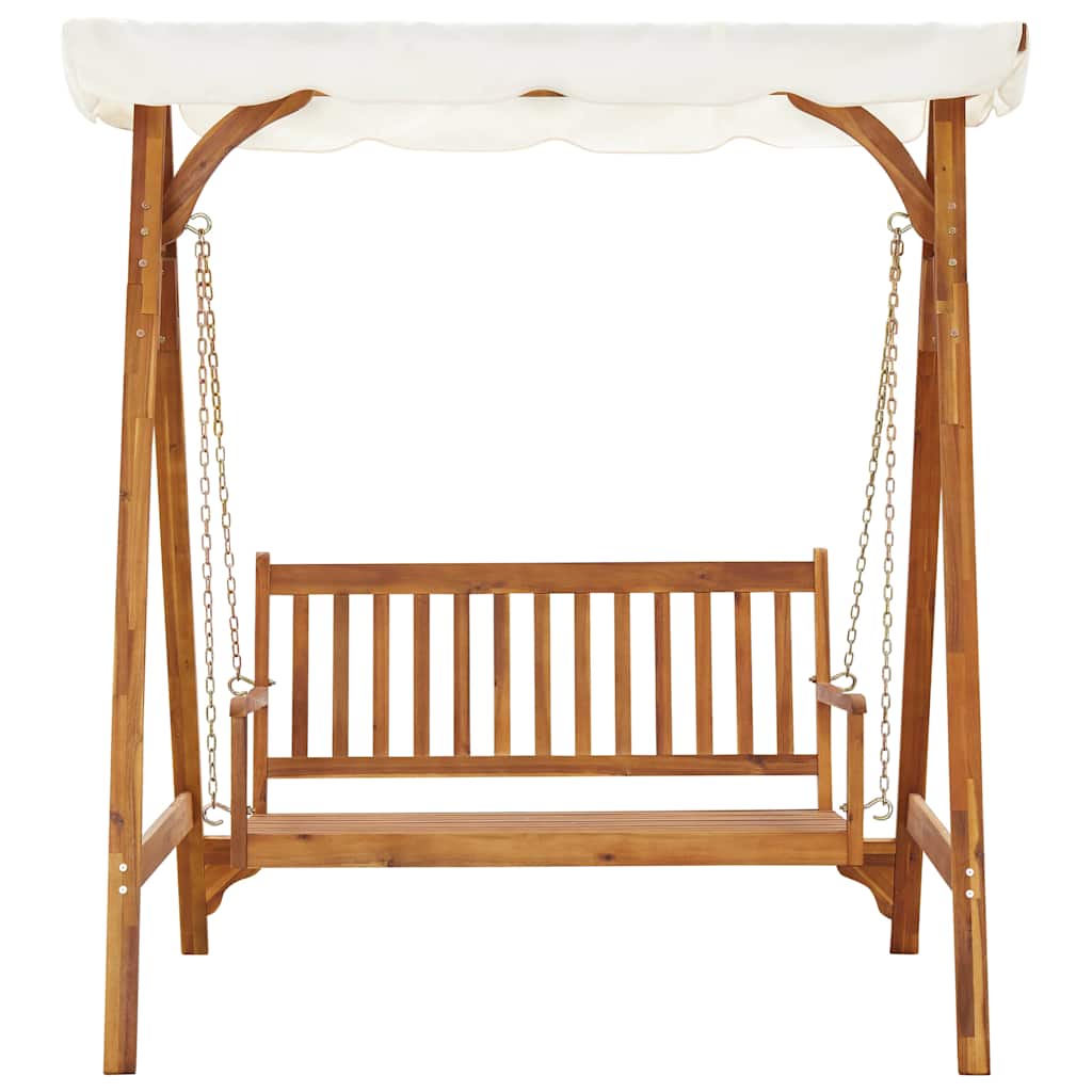 Garden Swing Bench with Canopy Solid Acacia Wood