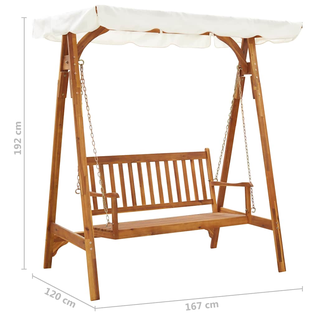 Garden Swing Bench with Canopy Solid Acacia Wood