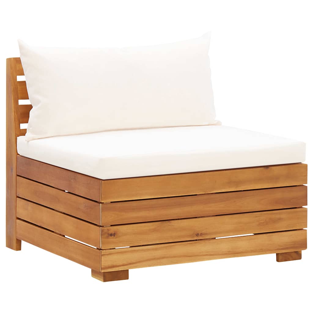 8 Piece Garden Lounge Set with Cushions Acacia Wood Cream White