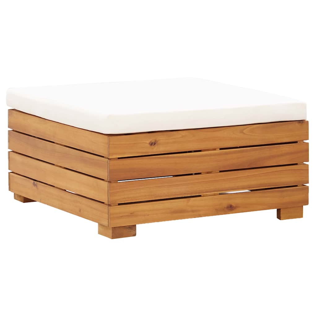 8 Piece Garden Lounge Set with Cushions Acacia Wood Cream White