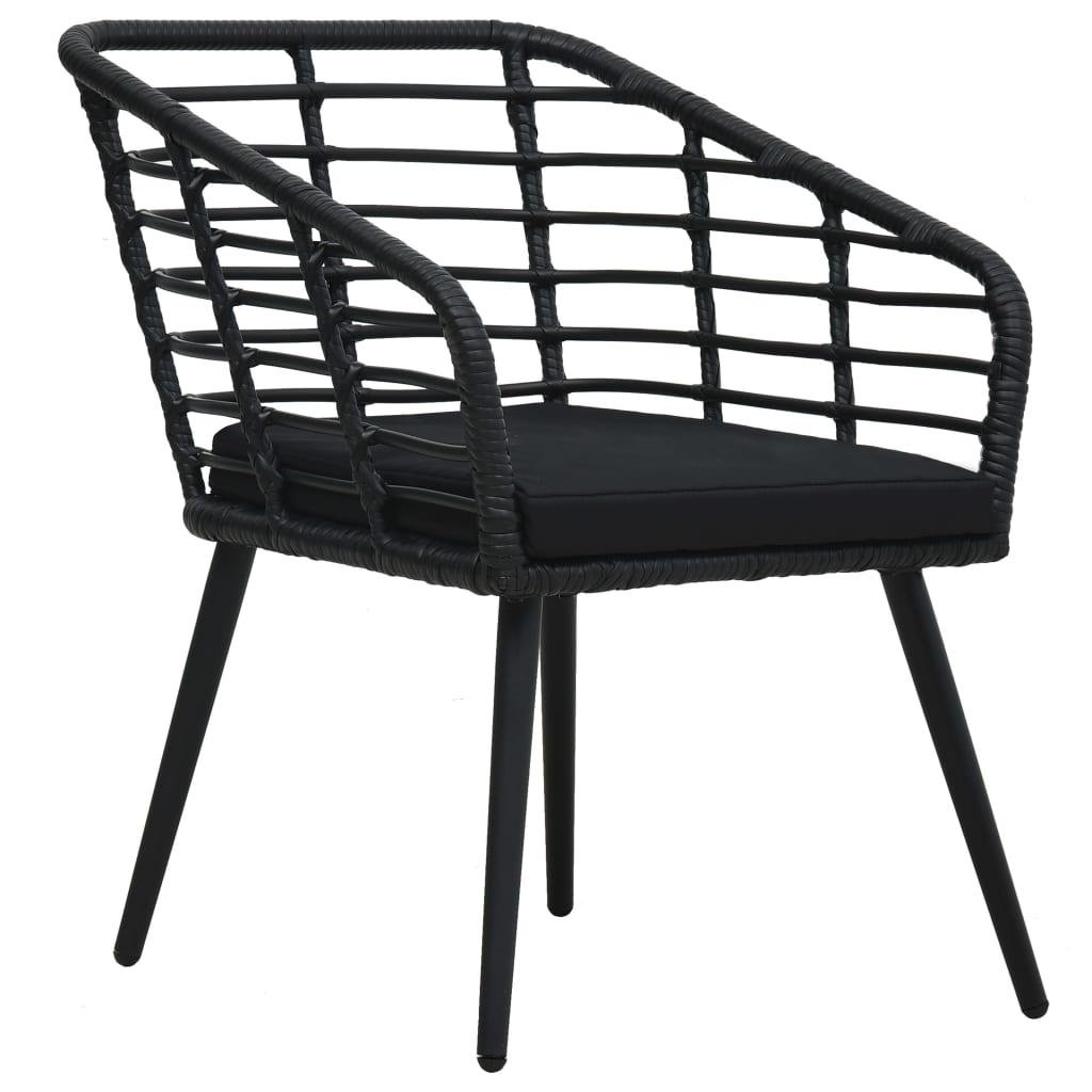 Garden Chairs with Cushions 2 pcs Poly Rattan Black