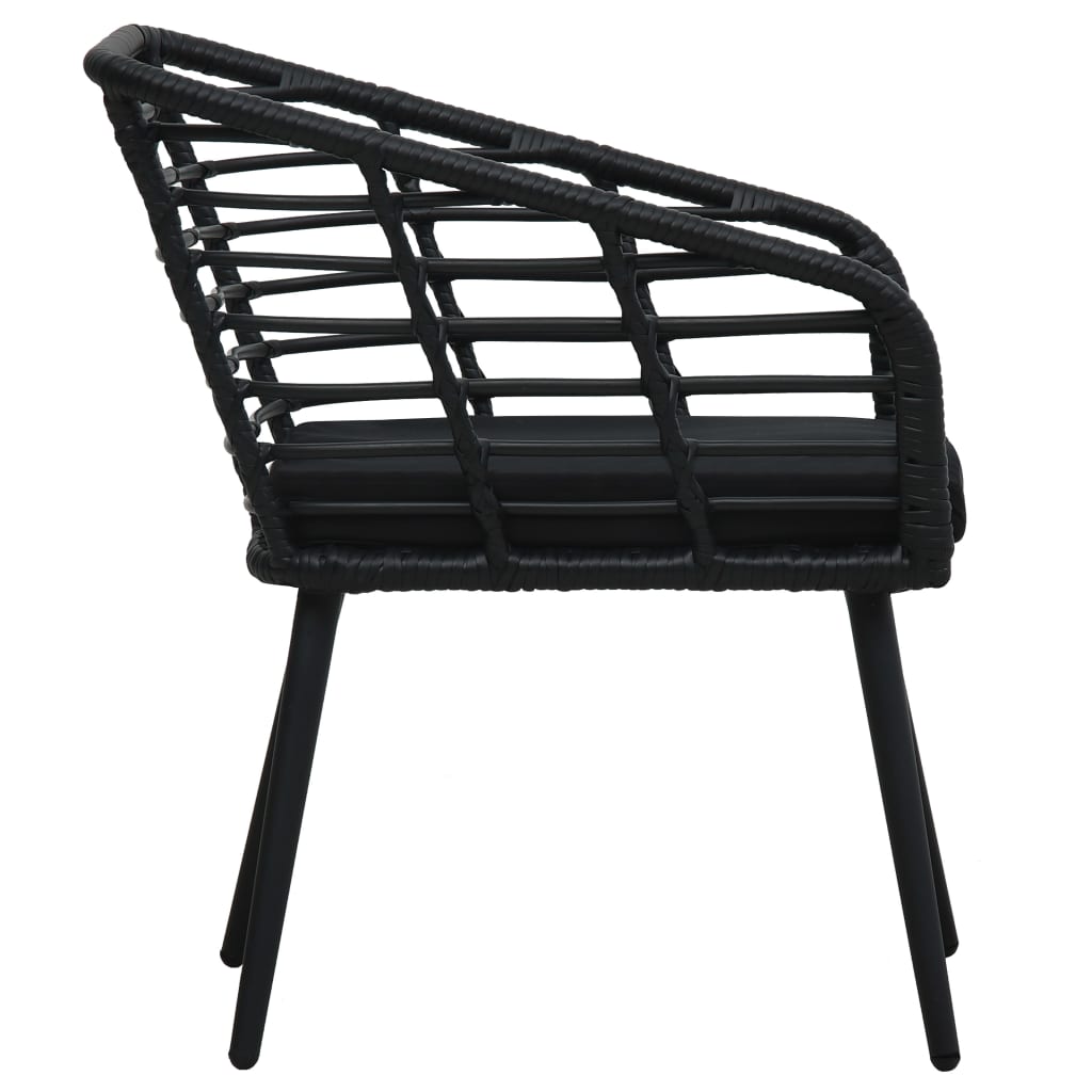 Garden Chairs with Cushions 2 pcs Poly Rattan Black