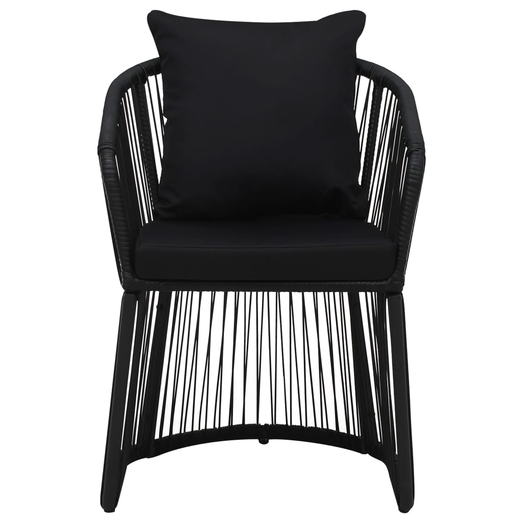 Garden Chairs 2 pcs with Cushions and Pillows PVC Rattan Black