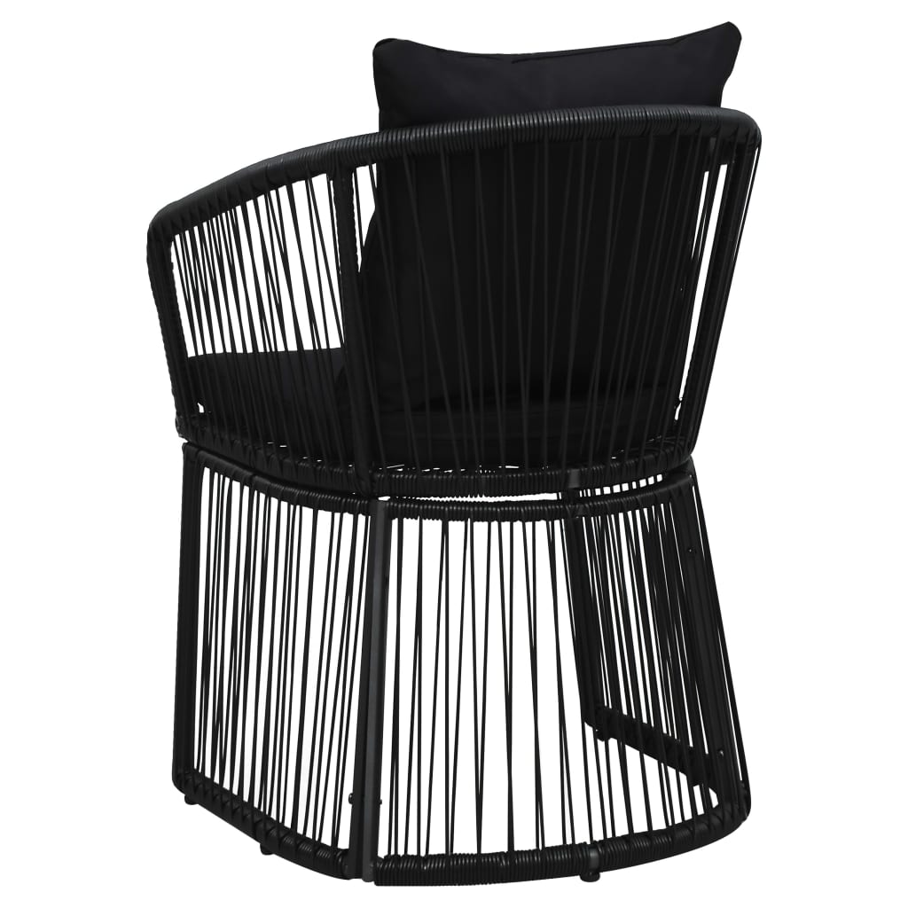 Garden Chairs 2 pcs with Cushions and Pillows PVC Rattan Black