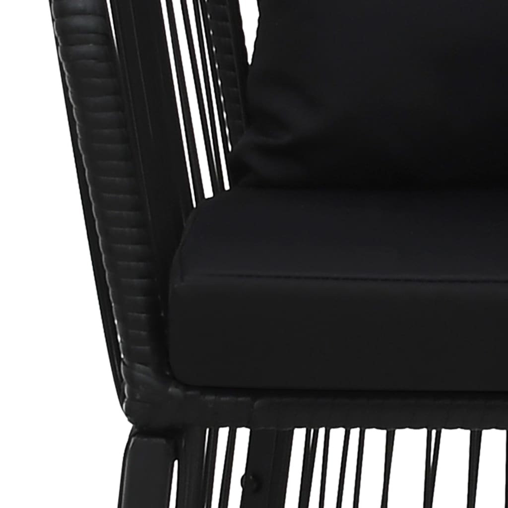 Garden Chairs 2 pcs with Cushions and Pillows PVC Rattan Black
