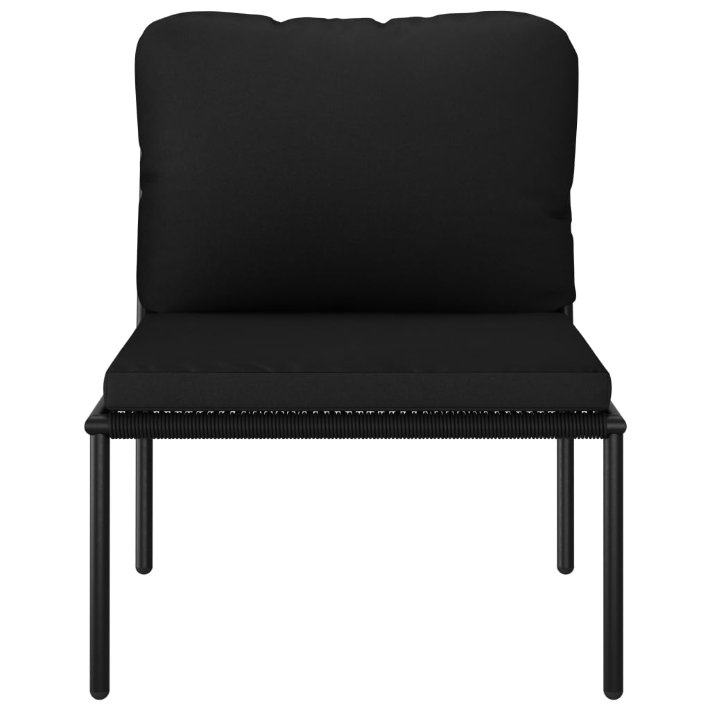 5 Piece Garden Lounge Set with Cushions Black PVC