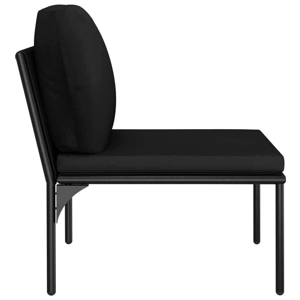 5 Piece Garden Lounge Set with Cushions Black PVC