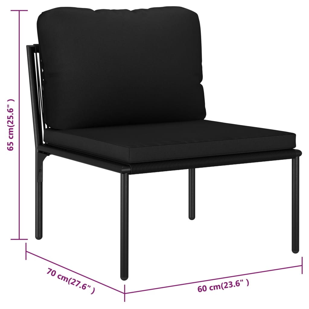 5 Piece Garden Lounge Set with Cushions Black PVC