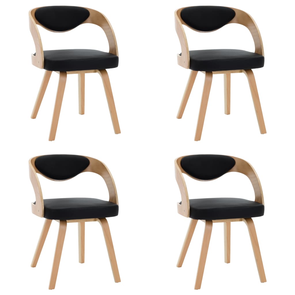 Dining Chairs 4 pcs Black Bent Wood and Faux Leather