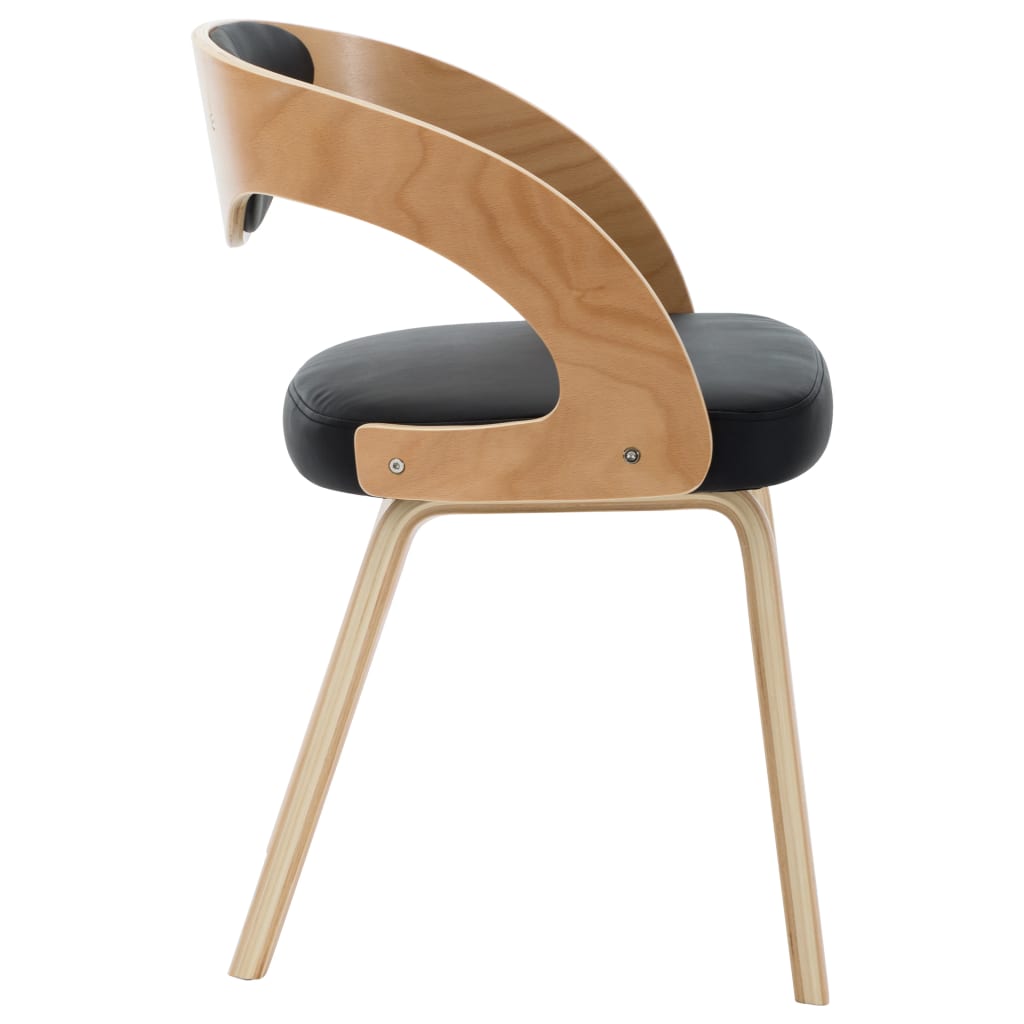 Dining Chairs 4 pcs Black Bent Wood and Faux Leather