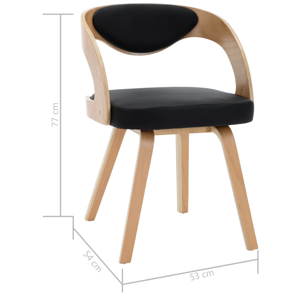 Dining Chairs 4 pcs Black Bent Wood and Faux Leather