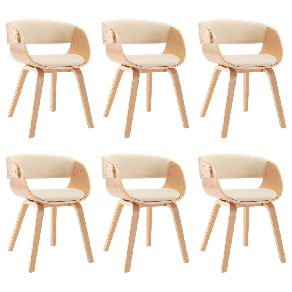 Dining Chairs 6 pcs Cream Bent Wood and Faux Leather