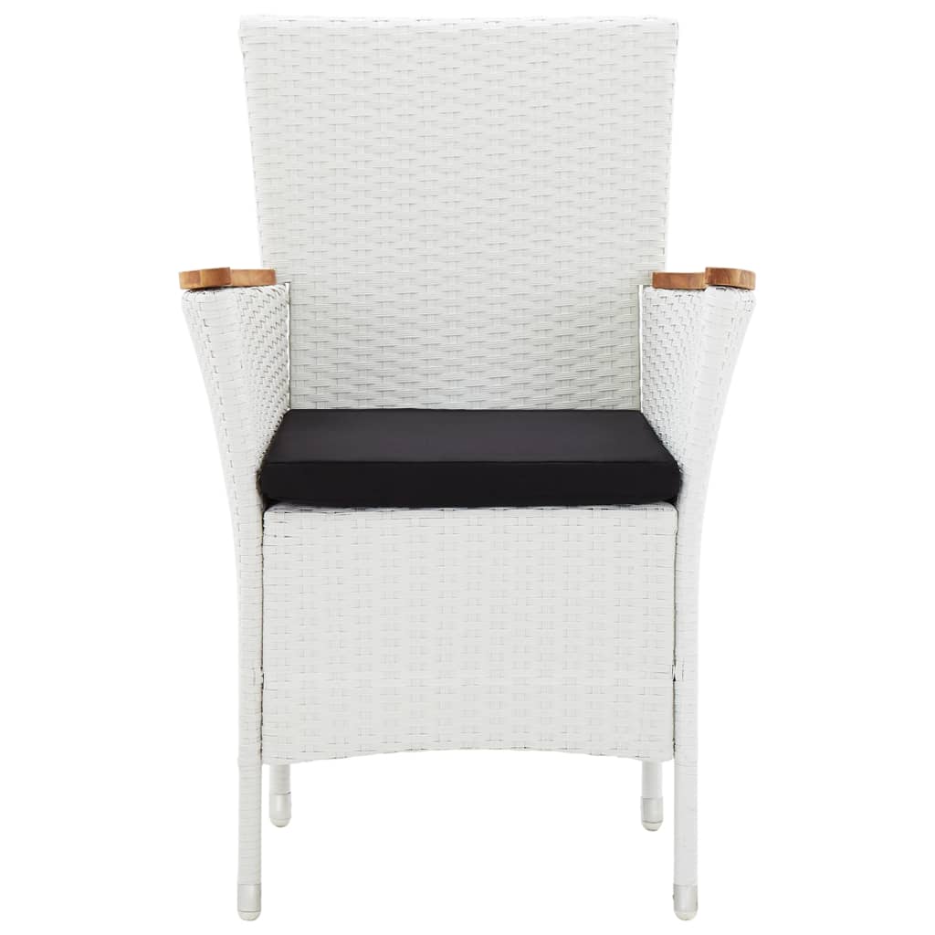 7 Piece Outdoor Dining Set Poly Rattan White