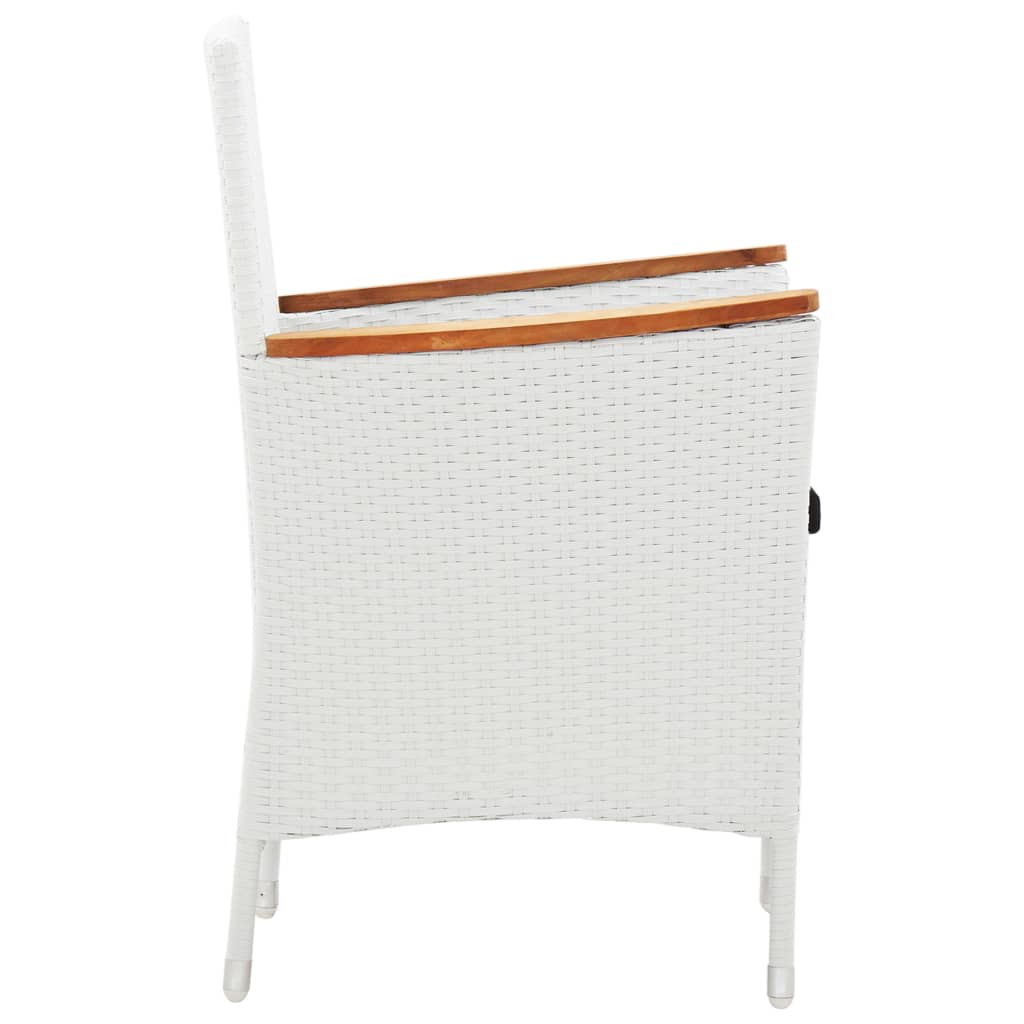 7 Piece Outdoor Dining Set Poly Rattan White