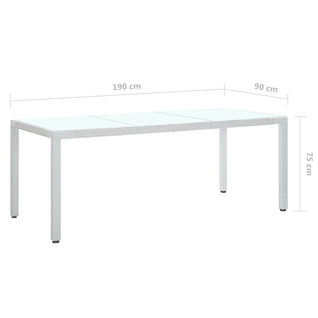 Garden Table White 190x90x75 cm Poly Rattan