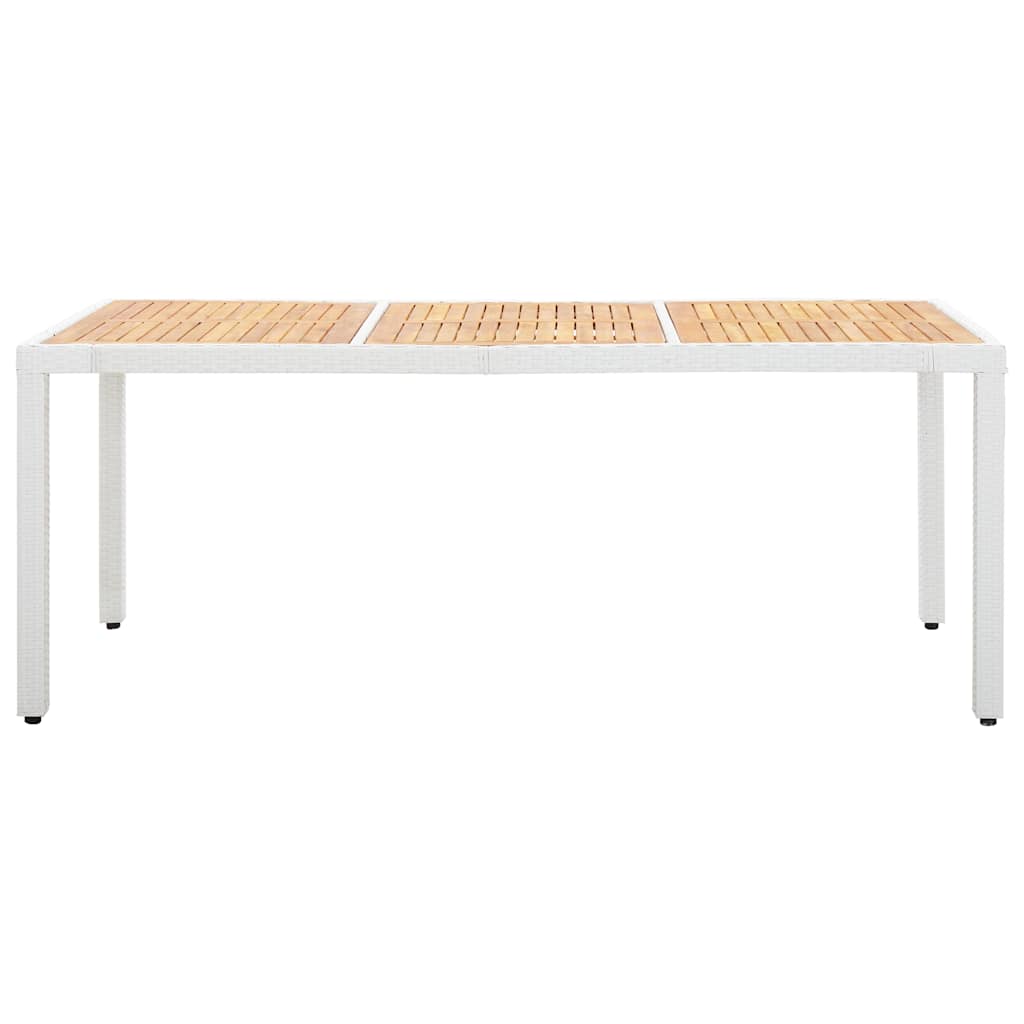 Garden Table White 190x90x75 cm Poly Rattan and Solid Acacia Wood