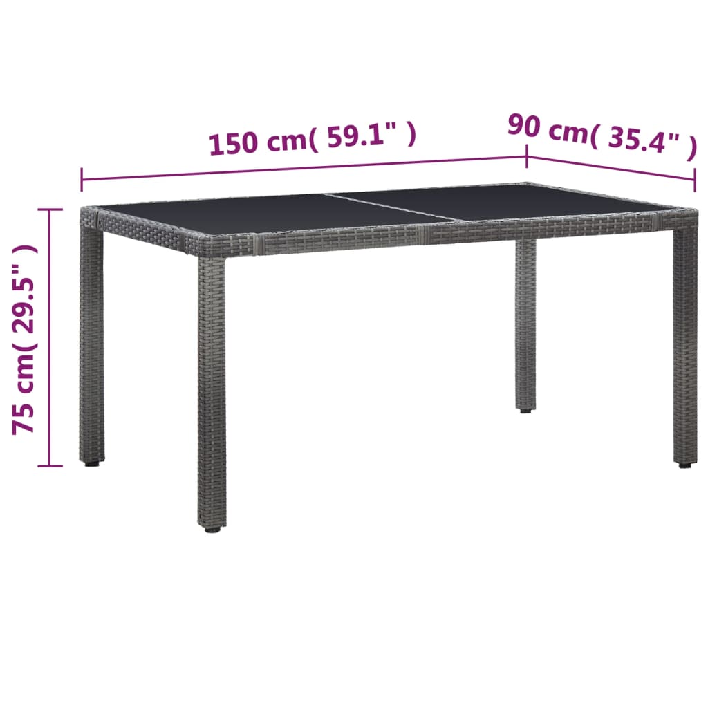 7 Piece Outdoor Dining Set Poly Rattan Grey