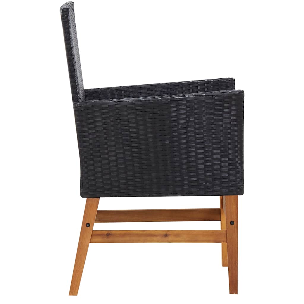 9 Piece Outdoor Dining Set Poly Rattan and Acacia Wood Black