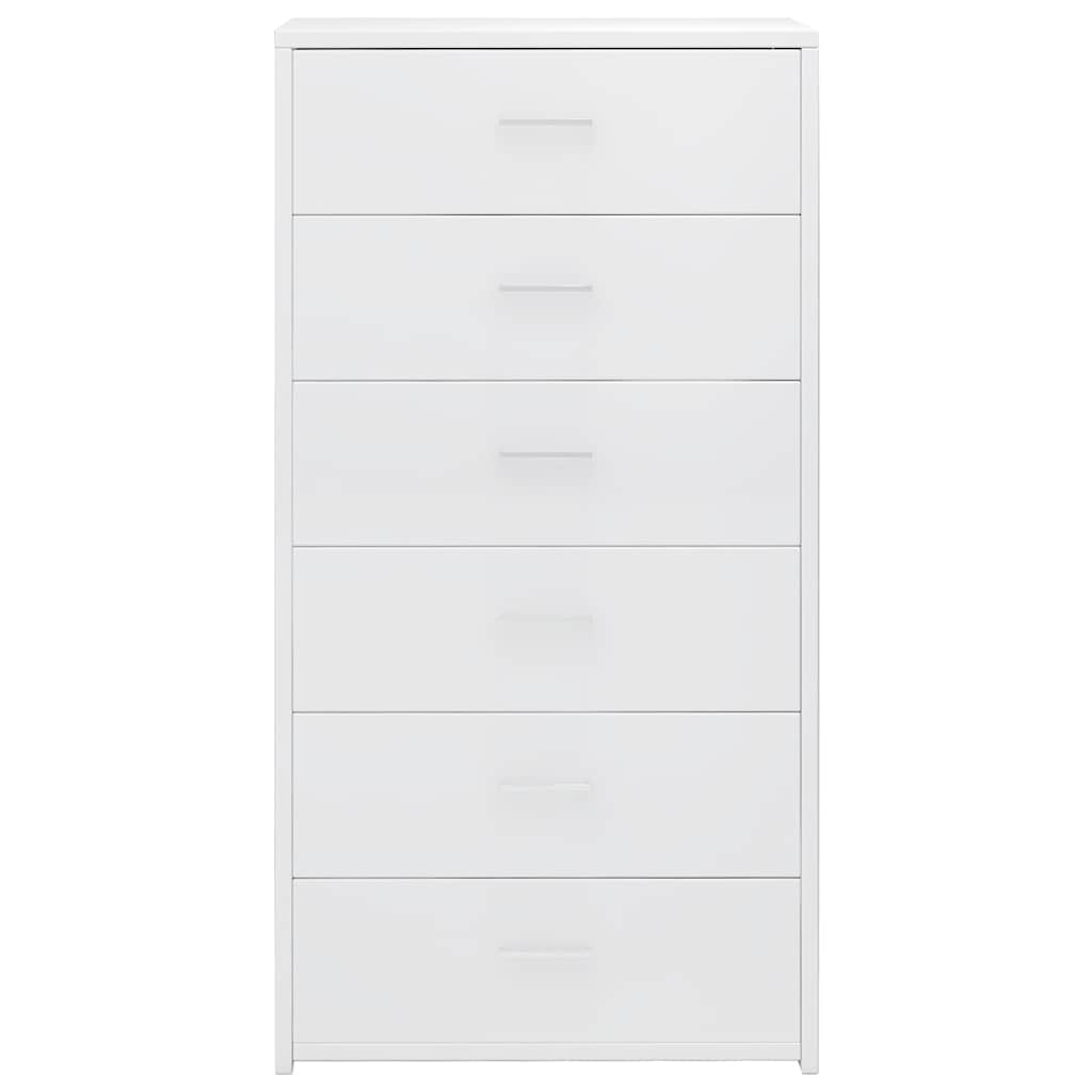 Sideboard with 6 Drawers High Gloss White 50x34x96 cm Engineered Wood