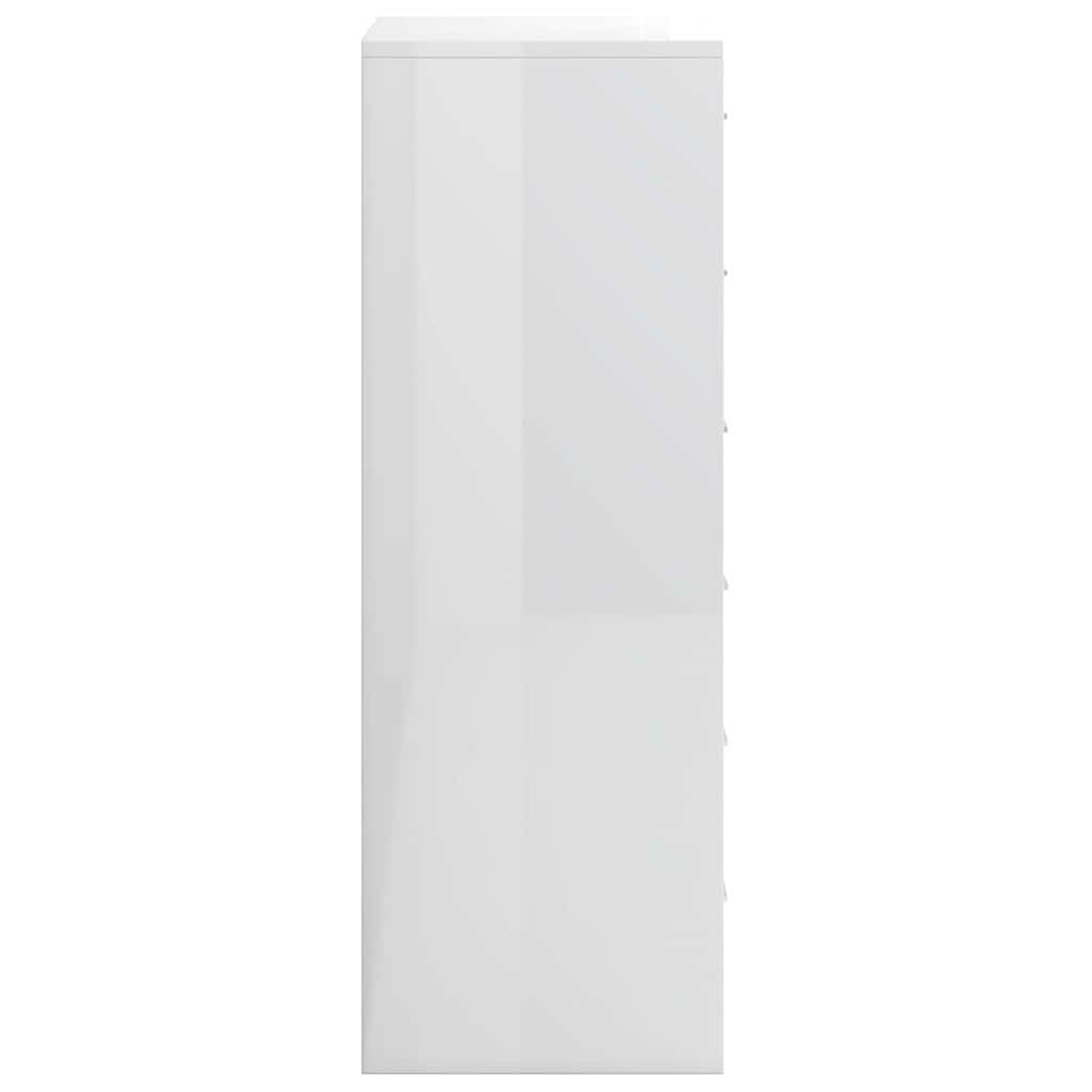 Sideboard with 6 Drawers High Gloss White 50x34x96 cm Engineered Wood
