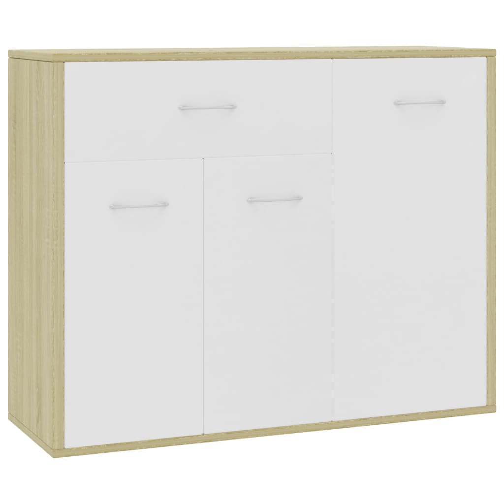 Sideboard White and Sonoma Oak 88x30x70 cm Engineered Wood