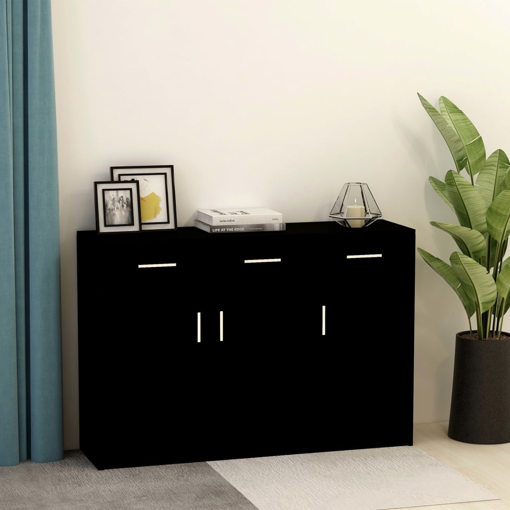 Sideboard Black 110x30x75 cm Engineered Wood