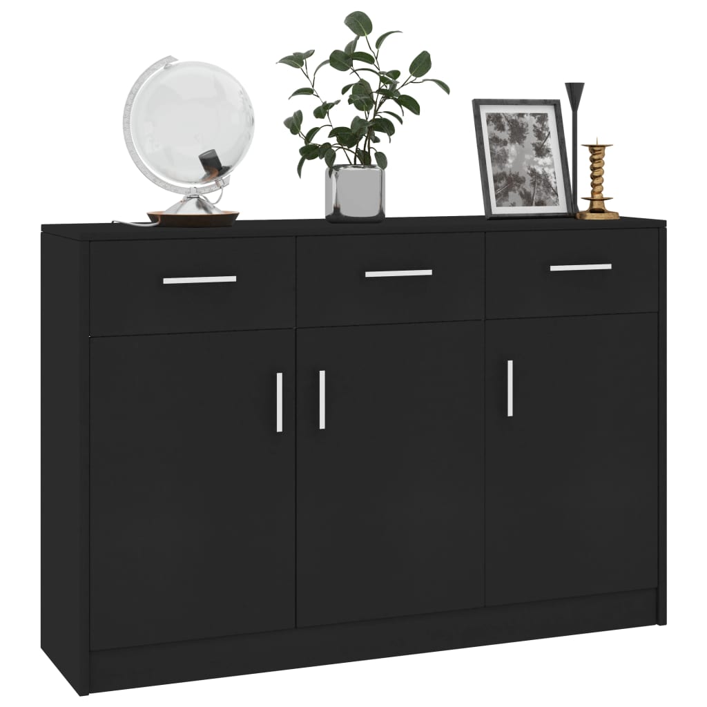 Sideboard Black 110x30x75 cm Engineered Wood