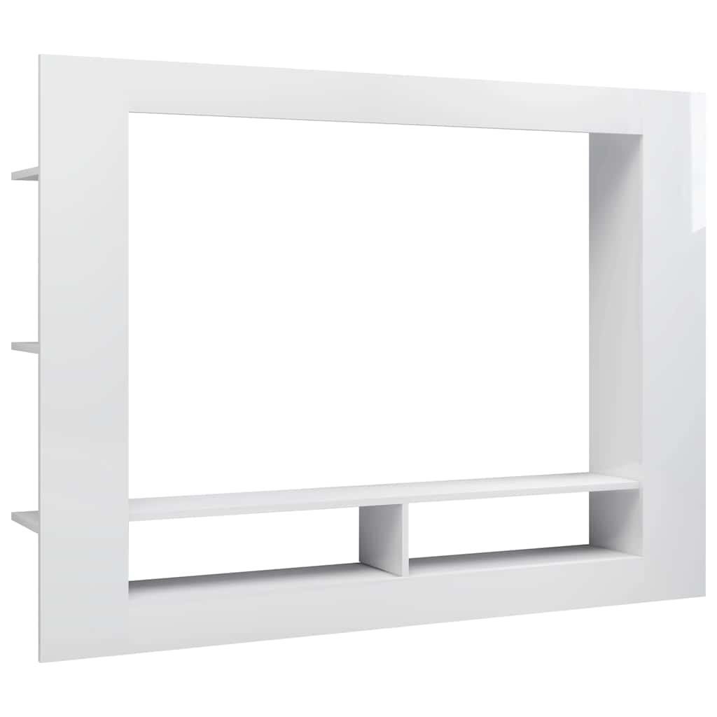 TV Cabinet High Gloss White 152x22x113 cm Engineered Wood