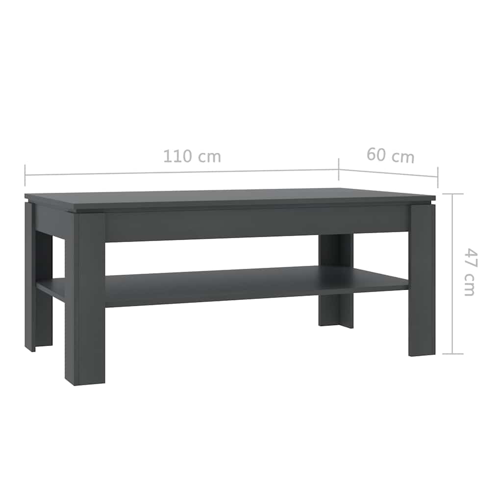 Coffee Table Grey 110x60x47 cm Engineered Wood