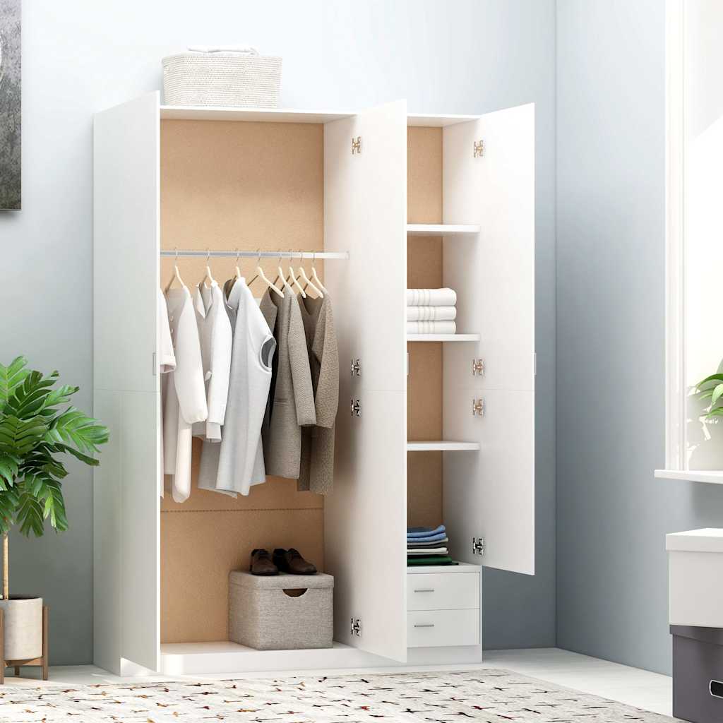 3-Door Wardrobe White 120x50x180 cm Engineered Wood