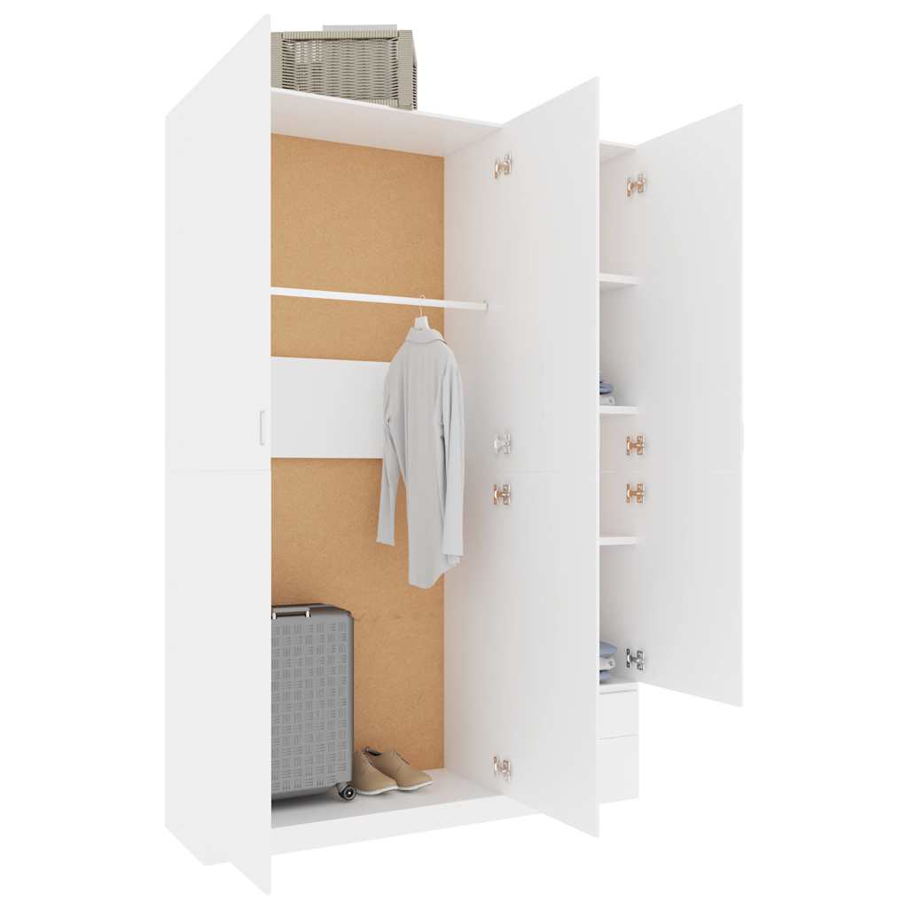 3-Door Wardrobe White 120x50x180 cm Engineered Wood