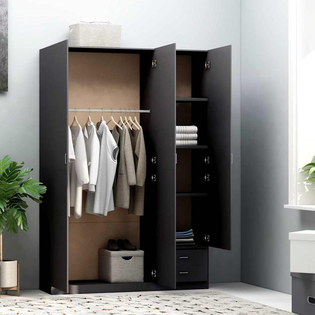 3-Door Wardrobe Grey 120x50x180 cm Engineered Wood