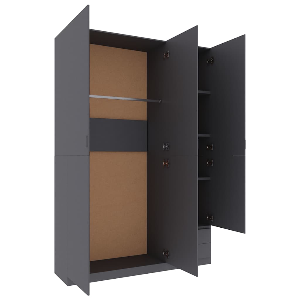 3-Door Wardrobe Grey 120x50x180 cm Engineered Wood