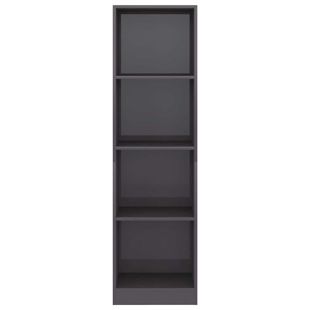 4-Tier Book Cabinet High Gloss Grey 40x24x142 cm Engineered Wood