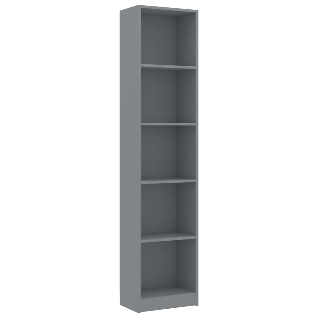 5-Tier Book Cabinet Grey 40x24x175 cm Engineered Wood