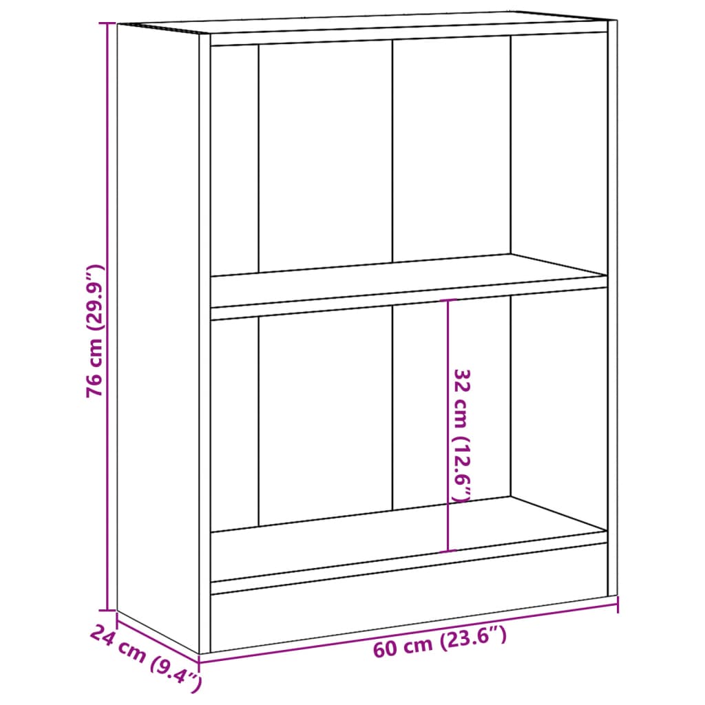Bookshelf Concrete Grey 60x24x76 cm Engineered Wood
