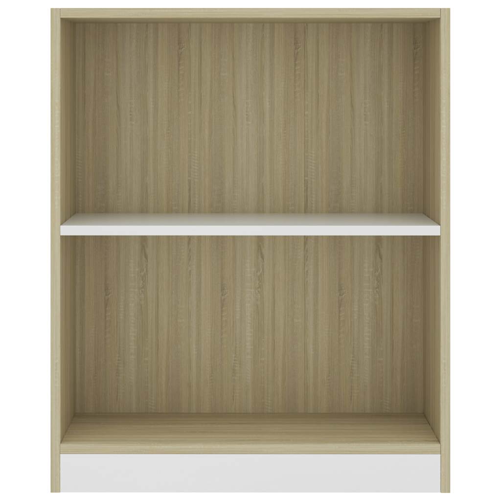 Bookshelf White and Sonoma Oak 60x24x76 cm Engineered Wood