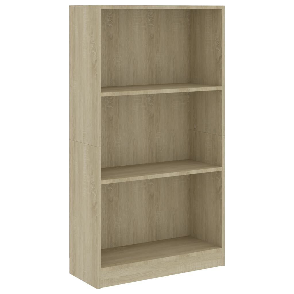 3-Tier Book Cabinet Sonoma Oak 60x24x109 cm Engineered Wood