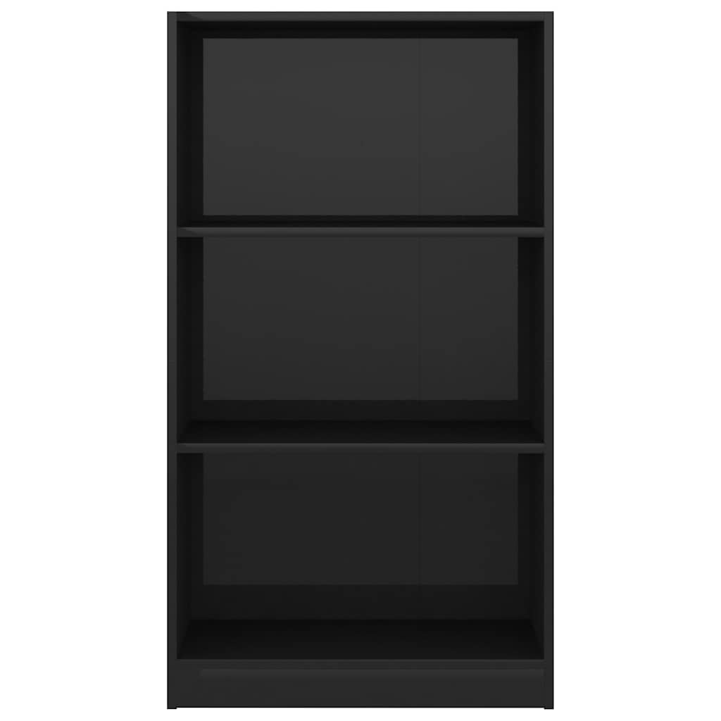 3-Tier Book Cabinet High Gloss Black 60x24x109 Engineered Wood
