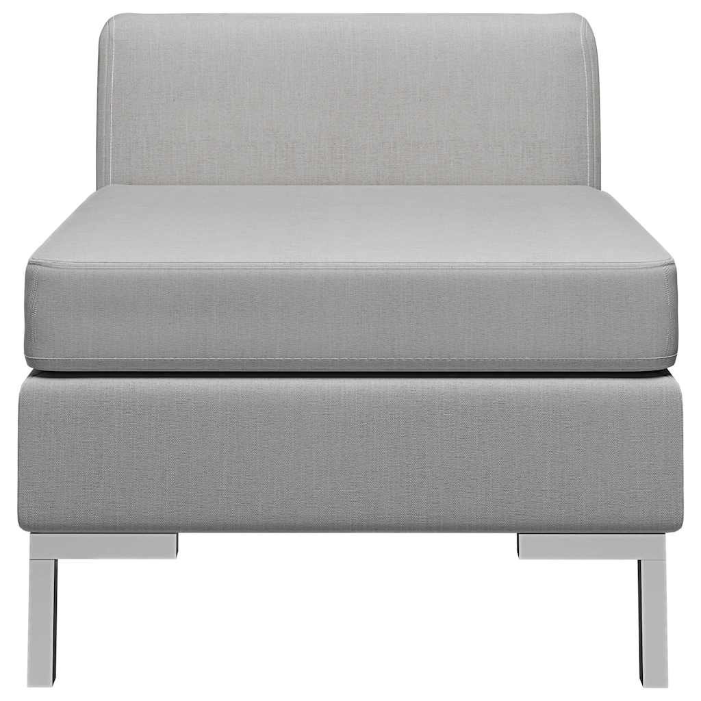 Sectional Middle Sofa with Cushion Fabric Light Grey