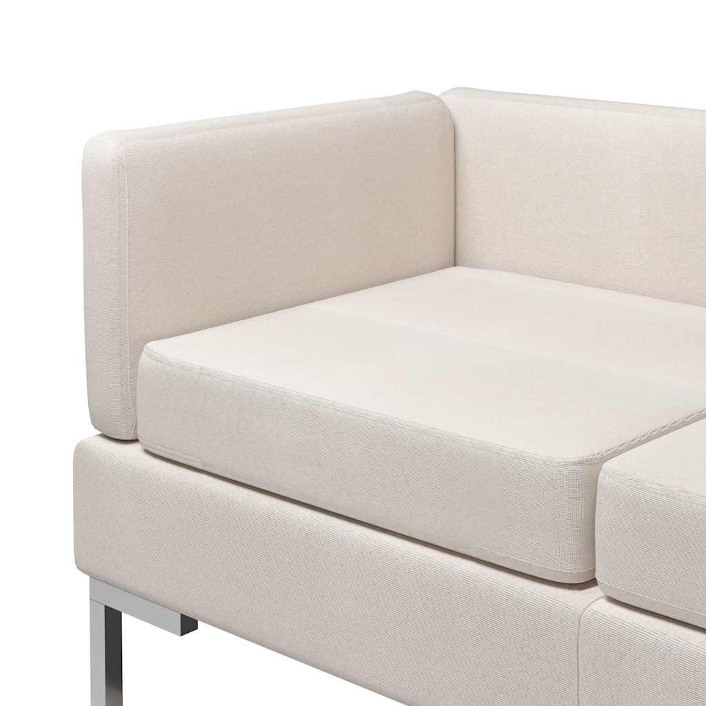 2 Piece Sofa Set Fabric Cream