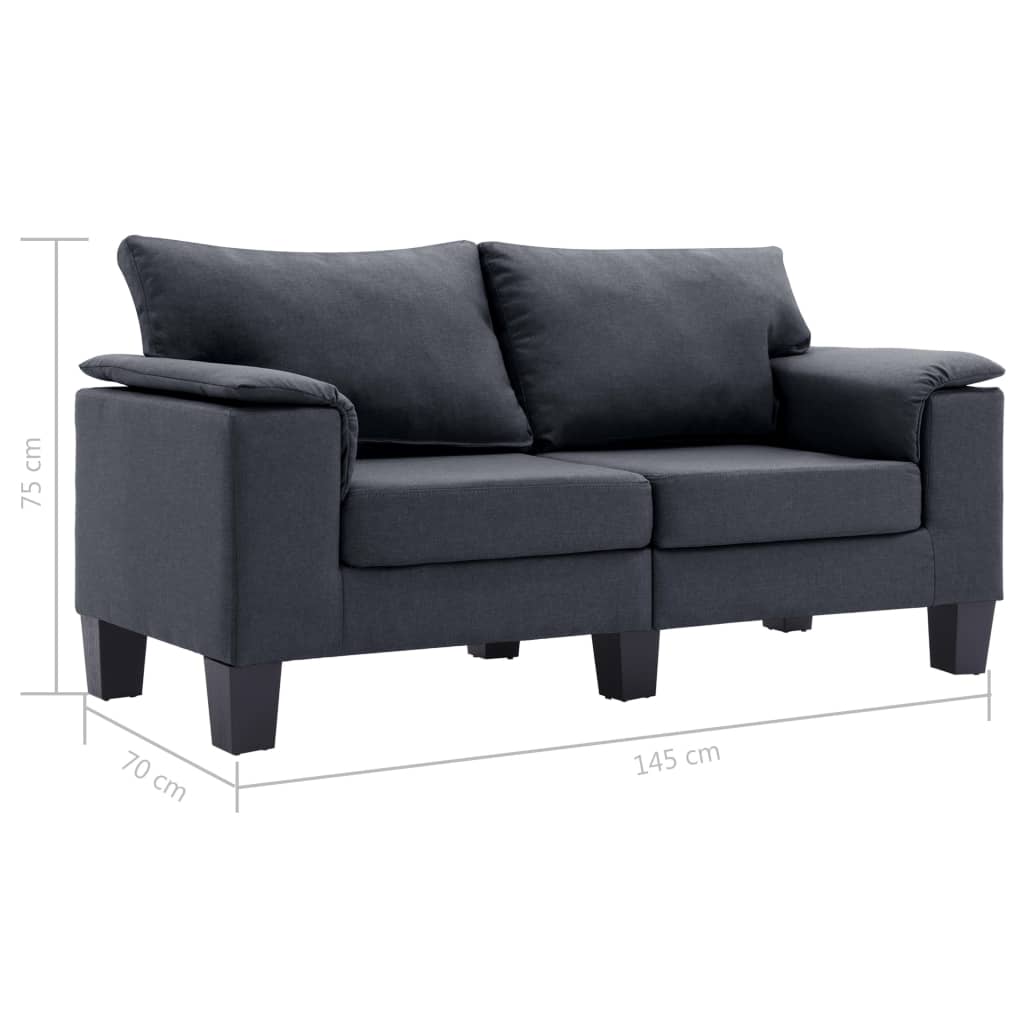 2-Seater Sofa Dark Grey Fabric